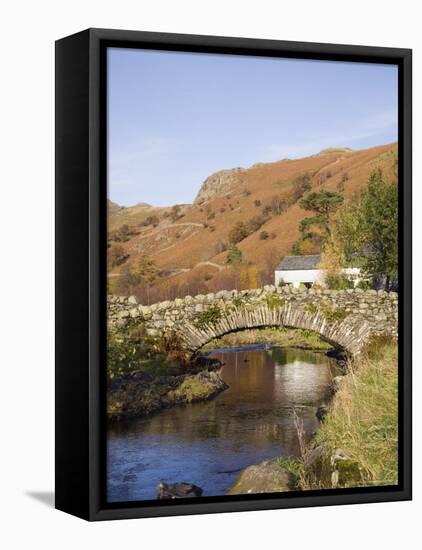Old Stone Packhorse Bridge Over Watendlath Beck in Picturesque Village in Autumn-Pearl Bucknall-Framed Stretched Canvas