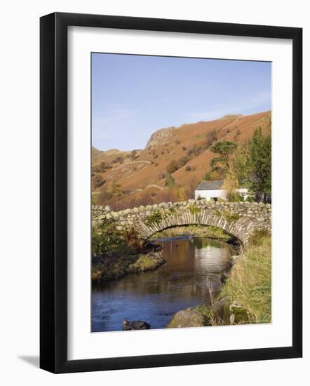 Old Stone Packhorse Bridge Over Watendlath Beck in Picturesque Village in Autumn-Pearl Bucknall-Framed Photographic Print