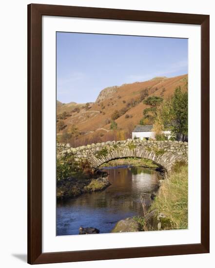 Old Stone Packhorse Bridge Over Watendlath Beck in Picturesque Village in Autumn-Pearl Bucknall-Framed Photographic Print