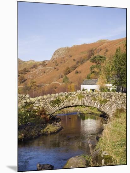 Old Stone Packhorse Bridge Over Watendlath Beck in Picturesque Village in Autumn-Pearl Bucknall-Mounted Photographic Print