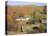 Old Stone Packhorse Bridge Over Watendlath Beck with Dry Stone Wall and Farm Buildings-Pearl Bucknall-Stretched Canvas