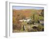 Old Stone Packhorse Bridge Over Watendlath Beck with Dry Stone Wall and Farm Buildings-Pearl Bucknall-Framed Photographic Print