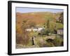 Old Stone Packhorse Bridge Over Watendlath Beck with Dry Stone Wall and Farm Buildings-Pearl Bucknall-Framed Photographic Print