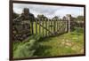 Old Stone Wall and Wooden Fence Keep in Sheep Living at Parco Archeologico Di Iloi, Italy, Oristano-Alida Latham-Framed Photographic Print