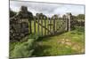 Old Stone Wall and Wooden Fence Keep in Sheep Living at Parco Archeologico Di Iloi, Italy, Oristano-Alida Latham-Mounted Photographic Print