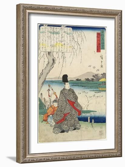 Old Story of Miyako-Dori Gulls and the Sumida River-Utagawa Hiroshige-Framed Giclee Print