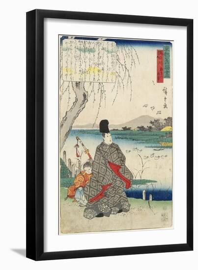 Old Story of Miyako-Dori Gulls and the Sumida River-Utagawa Hiroshige-Framed Giclee Print