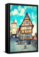 Old Street in Rothenburg Ob Der Tauber, Bavaria, Germany. Instagram Style Filter-Zoom-zoom-Framed Stretched Canvas