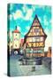 Old Street in Rothenburg Ob Der Tauber, Bavaria, Germany. Instagram Style Filter-Zoom-zoom-Stretched Canvas