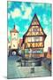 Old Street in Rothenburg Ob Der Tauber, Bavaria, Germany. Instagram Style Filter-Zoom-zoom-Mounted Photographic Print