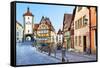 Old Street in Rothenburg Ob Der Tauber, Bavaria, Germany-Zoom-zoom-Framed Stretched Canvas