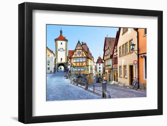 Old Street in Rothenburg Ob Der Tauber, Bavaria, Germany-Zoom-zoom-Framed Photographic Print
