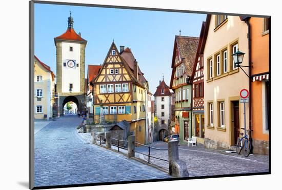 Old Street in Rothenburg Ob Der Tauber, Bavaria, Germany-Zoom-zoom-Mounted Photographic Print