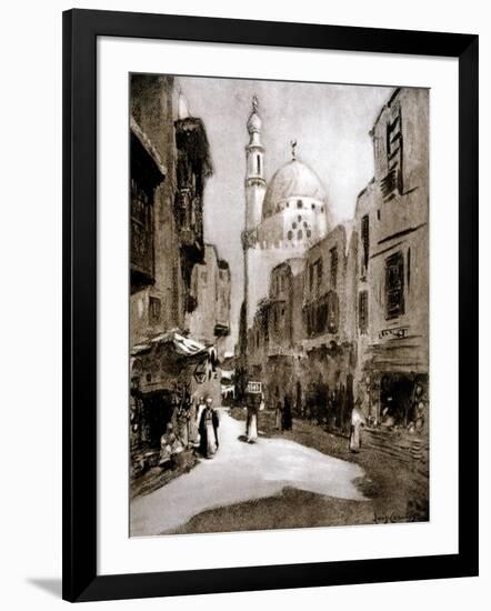 Old Street in Sunlight, Cairo, Egypt, 1928-Louis Cabanes-Framed Premium Giclee Print