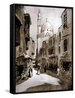 Old Street in Sunlight, Cairo, Egypt, 1928-Louis Cabanes-Framed Stretched Canvas