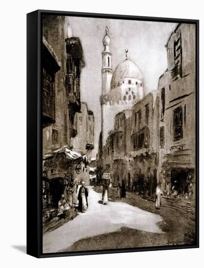 Old Street in Sunlight, Cairo, Egypt, 1928-Louis Cabanes-Framed Stretched Canvas