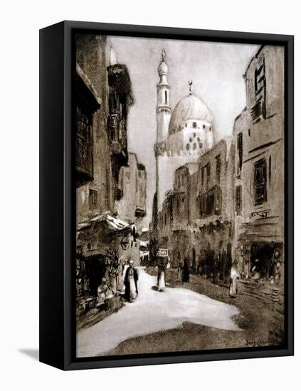 Old Street in Sunlight, Cairo, Egypt, 1928-Louis Cabanes-Framed Stretched Canvas