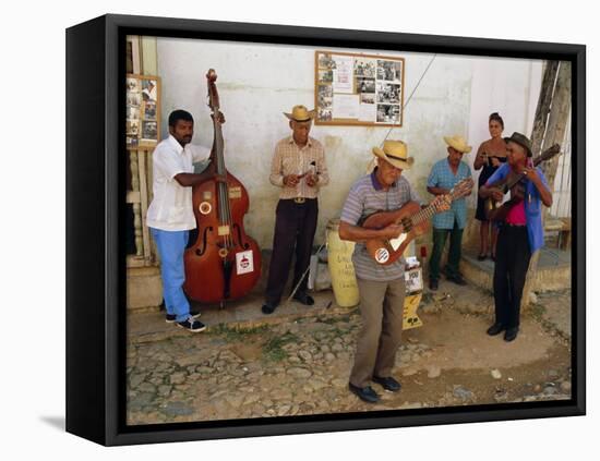 Old Street Musicians, Trinidad, Cuba, Caribbean, Central America-Bruno Morandi-Framed Stretched Canvas