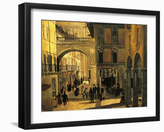 Old Street of Brescia-Angelo Inganni-Framed Giclee Print