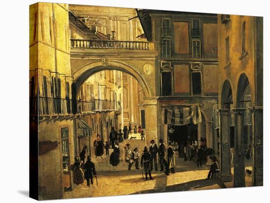 Old Street of Brescia-Angelo Inganni-Stretched Canvas