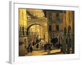 Old Street of Brescia-Angelo Inganni-Framed Giclee Print