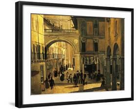 Old Street of Brescia-Angelo Inganni-Framed Giclee Print