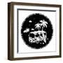 Old Style Bus with Palm Trees-transiastock-Framed Art Print