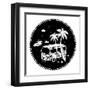 Old Style Bus with Palm Trees-transiastock-Framed Art Print