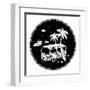 Old Style Bus with Palm Trees-transiastock-Framed Art Print