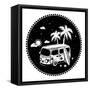 Old Style Bus with Palm Trees-transiastock-Framed Stretched Canvas