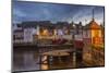 Old Swing Bridge over River Esk at Dawn During the Christmas Holidays, North Yorkshire, England-Eleanor Scriven-Mounted Photographic Print