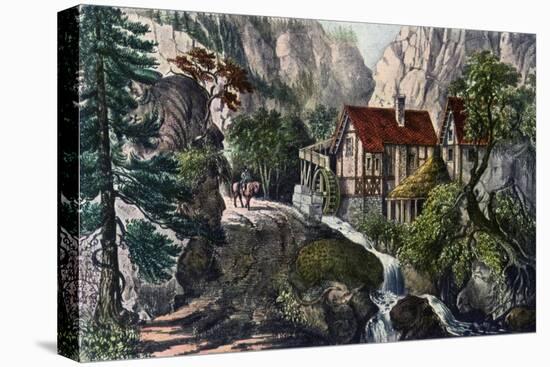 Old Swiss Mill, 1872-Currier & Ives-Stretched Canvas