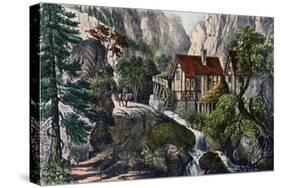 Old Swiss Mill, 1872-Currier & Ives-Stretched Canvas