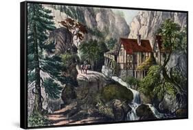 Old Swiss Mill, 1872-Currier & Ives-Framed Stretched Canvas