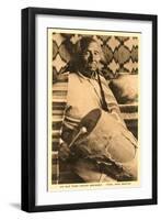 Old Taos Indian Drummer, New Mexico-null-Framed Art Print