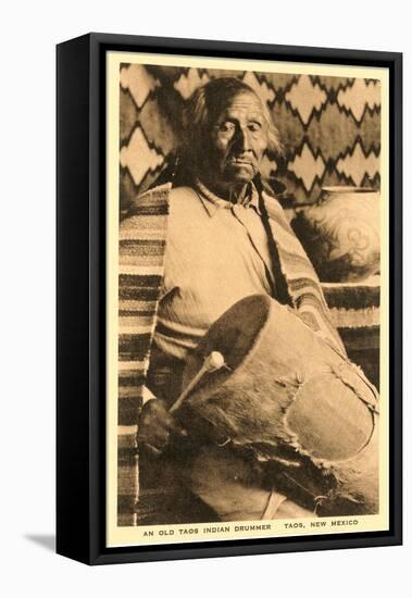Old Taos Indian Drummer, New Mexico-null-Framed Stretched Canvas
