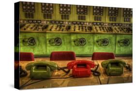 Old Telephones in Control Room-Nathan Wright-Stretched Canvas