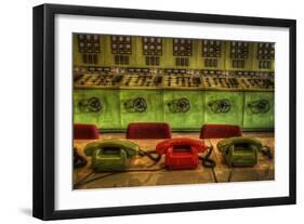 Old Telephones in Control Room-Nathan Wright-Framed Photographic Print