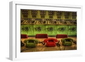 Old Telephones in Control Room-Nathan Wright-Framed Photographic Print