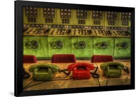 Old Telephones in Control Room-Nathan Wright-Framed Photographic Print