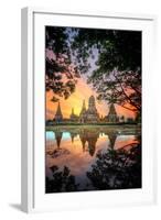 Old Temple Wat Chaiwatthanaram in Ayutthaya,Thailand-SantiPhotoSS-Framed Photographic Print