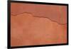 Old Terracotta Painted Stucco Wall with Cracked Plaster. Backgro-wrangel-Framed Photographic Print