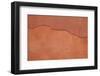 Old Terracotta Painted Stucco Wall with Cracked Plaster. Backgro-wrangel-Framed Photographic Print