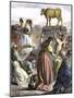 Old Testament: Adoration of the Golden Calf by the Israelites in the Time of Moses. Colouring Engra-null-Mounted Giclee Print