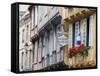 Old Timber Framed Buildings in Quimper, Southern Finistere, Brittany, France-Amanda Hall-Framed Stretched Canvas