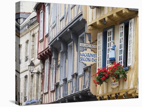 Old Timber Framed Buildings in Quimper, Southern Finistere, Brittany, France-Amanda Hall-Stretched Canvas