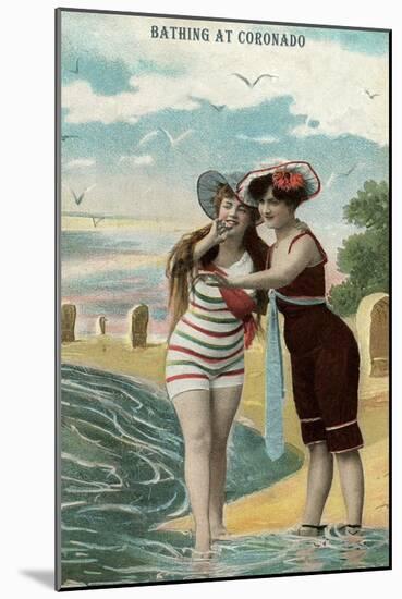 Old Time Bathing Beauties, Coronado, California-null-Mounted Art Print