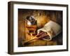 Old Time Coffee Mill With Whole Beans-George Oze-Framed Photographic Print