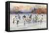 Old Time Hockey on Lake Placid, New York-null-Framed Stretched Canvas