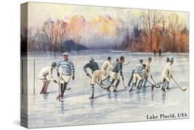 Old Time Hockey on Lake Placid, New York-null-Stretched Canvas